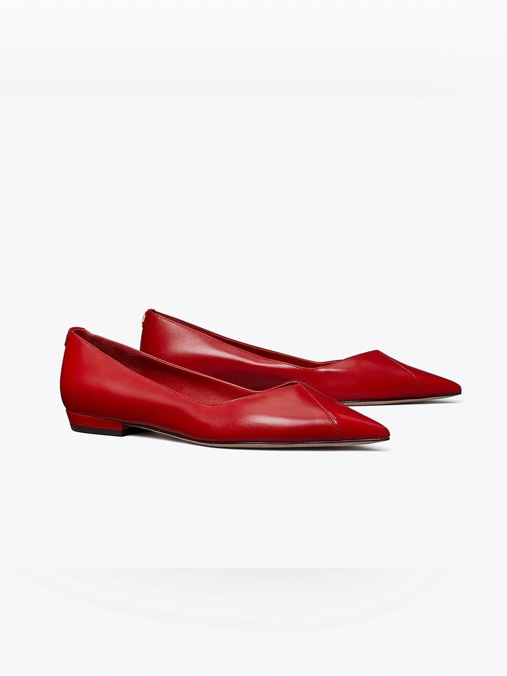 Tory Burch Red Pointed-Toe Leather Flats